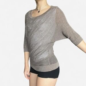 Brown Sparkly knit slouchy sweater top